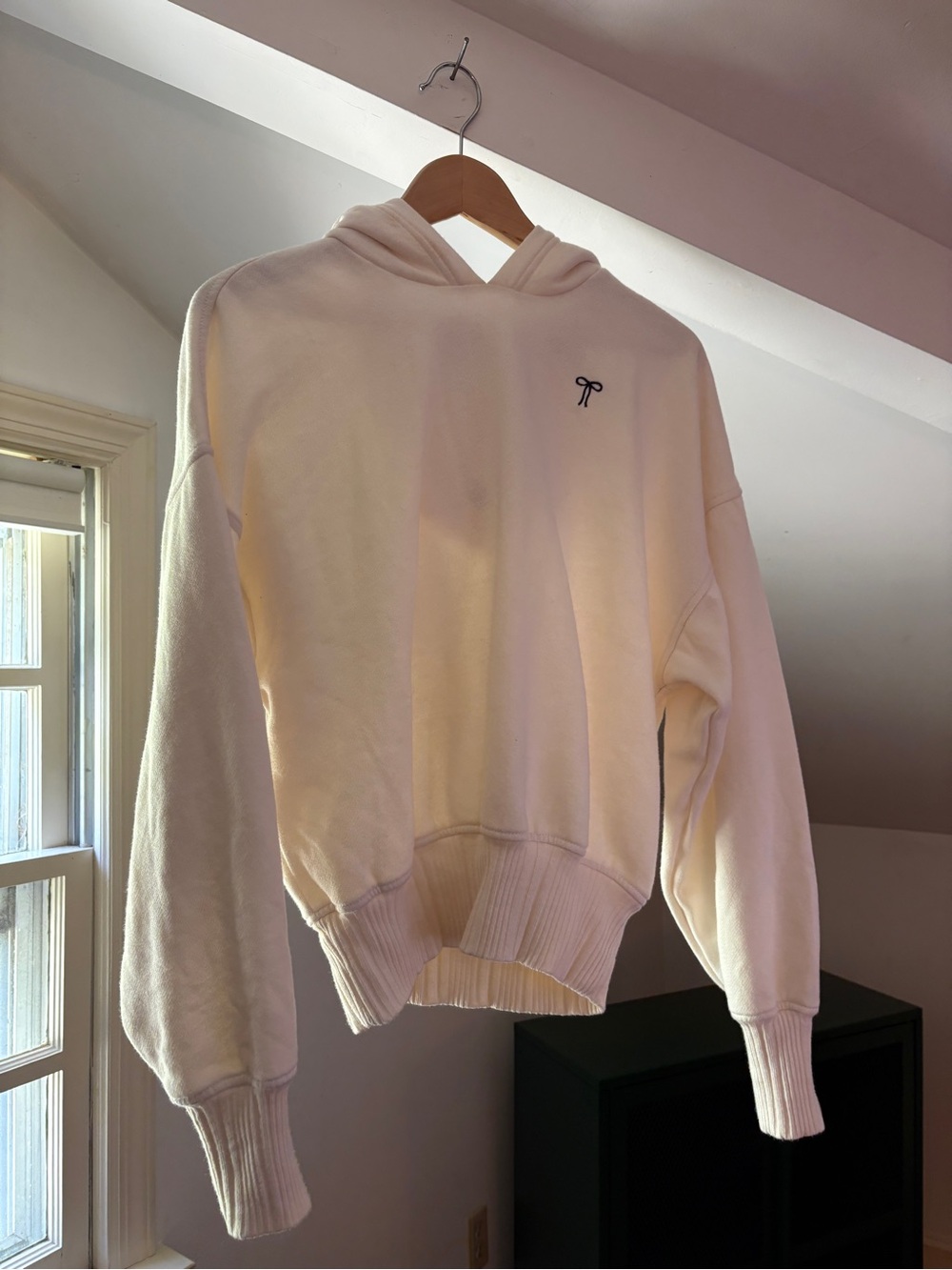 aerie Cream Crewneck Hoodie with Bow Detail - size xs